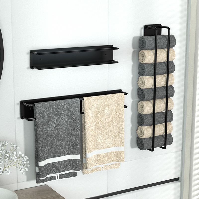 Rack de toallas móviles colgantes sin perforación tipo rack de toallas de baño transfronterizas tipo pared multicapa con barandilla