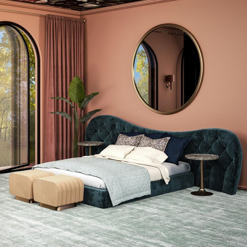 Attractive Master Bedroom Double Bed. Italian Light Luxury Wedding Bed Design Luxury Solid Wood Large Bed Blend