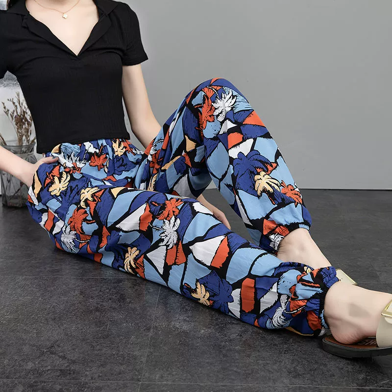 Beach trousers, thin flashlight, loose fit, floral print