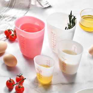 Double scale translucent silicone measuring cup 3 pieces suit baking tools soft milk cup food grade silicone liquid measuring cup