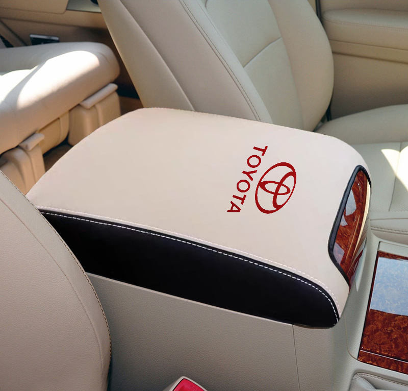 2008-2020, Toyota Armrest box pad - 2008-2020-beige-mixed-black-with-logo