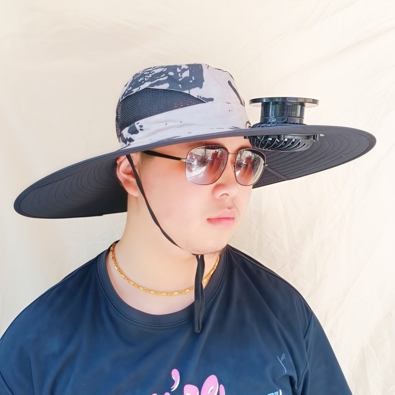 ソーラーファン付き帽子、一体型釣り帽子、男性用アウトドア登山帽子、ファン付き帽子、600mAh、スチールリング付き|undefined