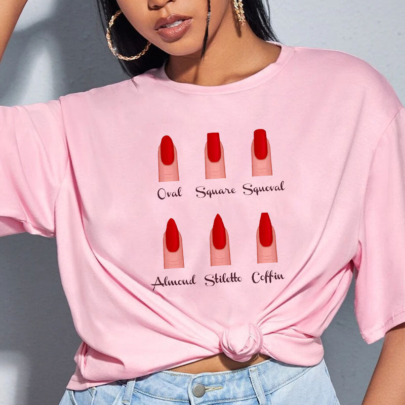 2022 AliExpress cross-border summer women's shopee explosions nail printing trend fashion short sleeve T-shirt wholesale 2022 AliExpress cross-border summer women's shopee explosions nail printing trend fashion short sleeve T-shirt wholesale