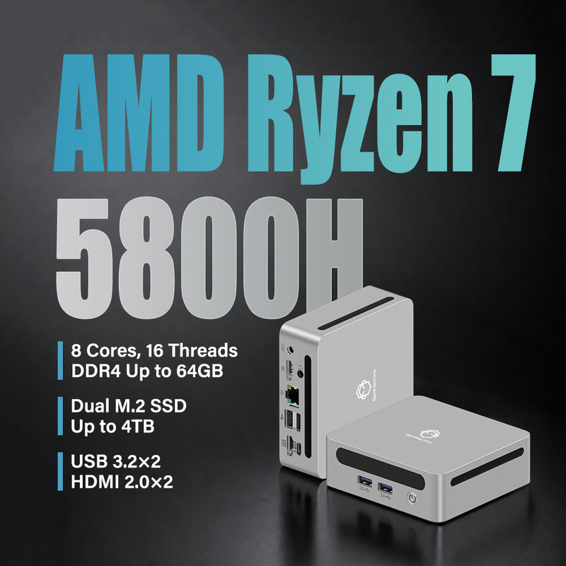 Mechanical Jun Mini Computer Small Host Ruilong R7-5800H Game LOL Business Office Design MINI PC