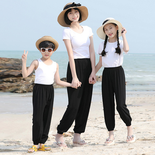 Children's anti-mosquito pants for girls, thin baby summer parent-child wear, adults and boys' loose bloomers, casual loose pants