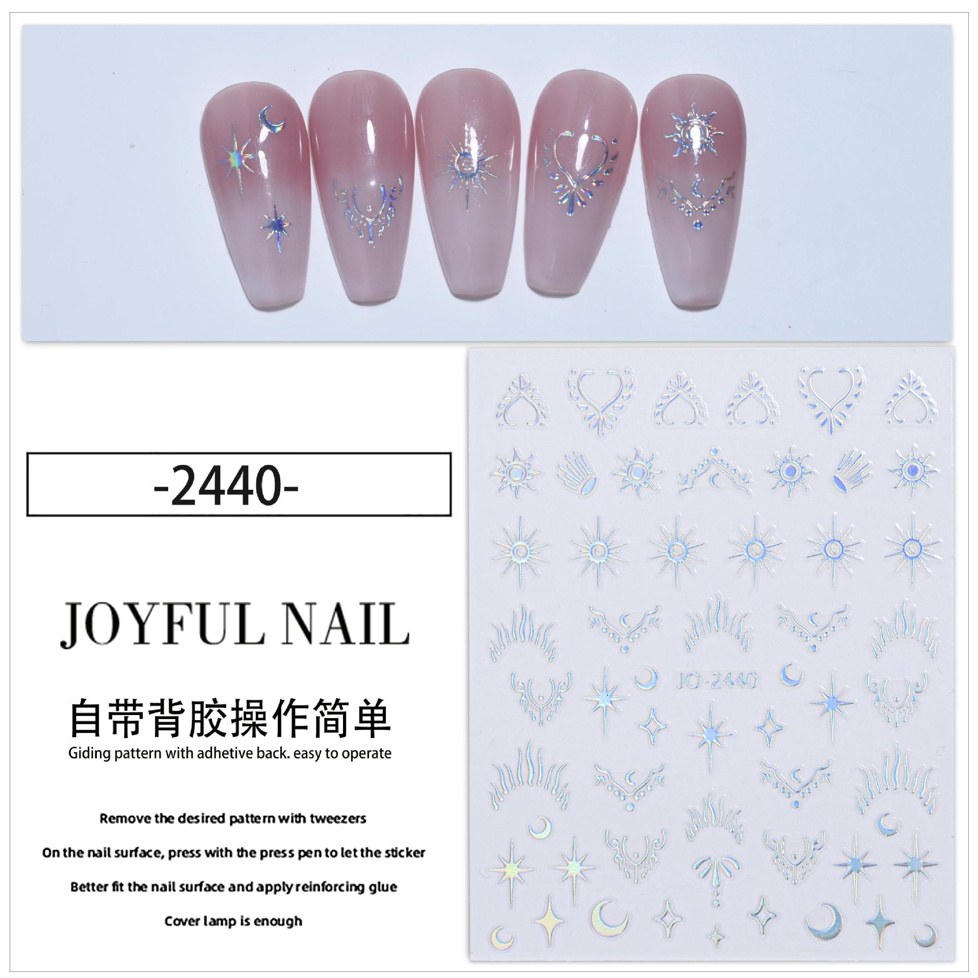 Ins Internet celebridad láser oro y plata estrella Luna uñas arte líquido hueco metal cuatro estrellas Awn impermeable adhesivo etiqueta engomada del arte del clavo