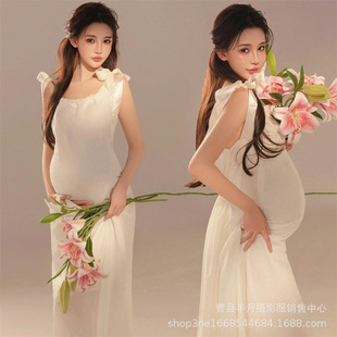Pregnant Women Photo Clothing Fashion Pregnant Mommy Private Photo Art Photo Sexy Sling Skirt Photo Studio Photography Maternity Clothes