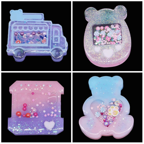 34 types of silicone quicksand molds for wishing bottles, large square and round bear paws, love keychains, quicksand silicone molds