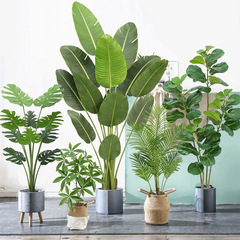 大型北欧シミュレーション植物トラベラーバナナインターネット有名人偽緑植物鉢植え卸売屋内リビングルームの窓の装飾造園