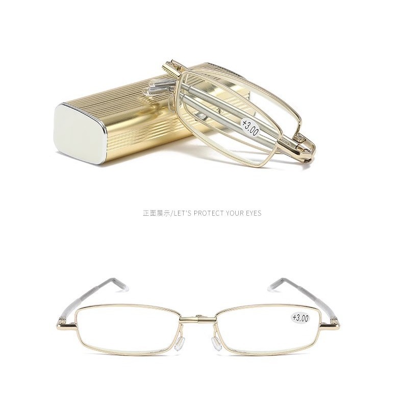 [Mini plegable] Las gafas de lectura de alta definición de textura de lujo de alta gama son plegables, retráctiles, portátiles y de visión clara
