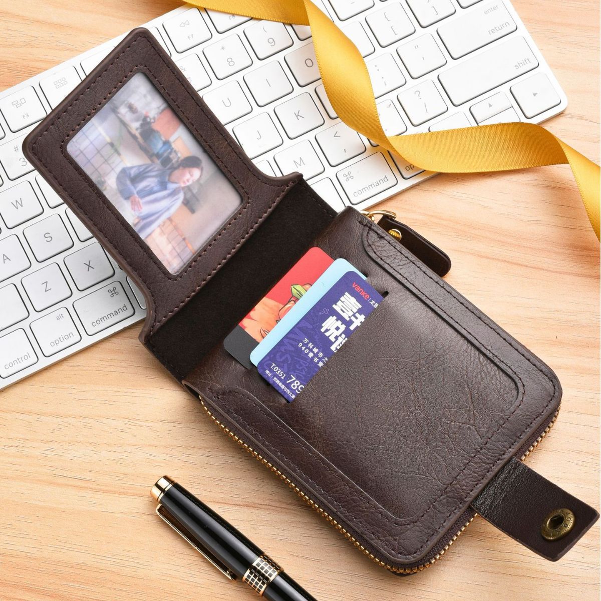 2023 hombres de la cartera corta de moda retro cremallera bolsa multi-tarjeta de la cartera de gran capacidad popular titular de la tarjeta portátil