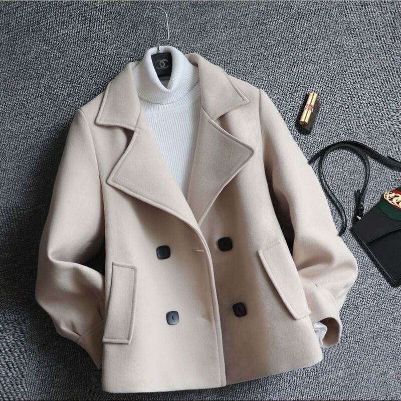 2025 New Trendy Short Woolen Coat for Petite Women, Slim Fit, Spring and Autumn Fashion Woolen Jacket