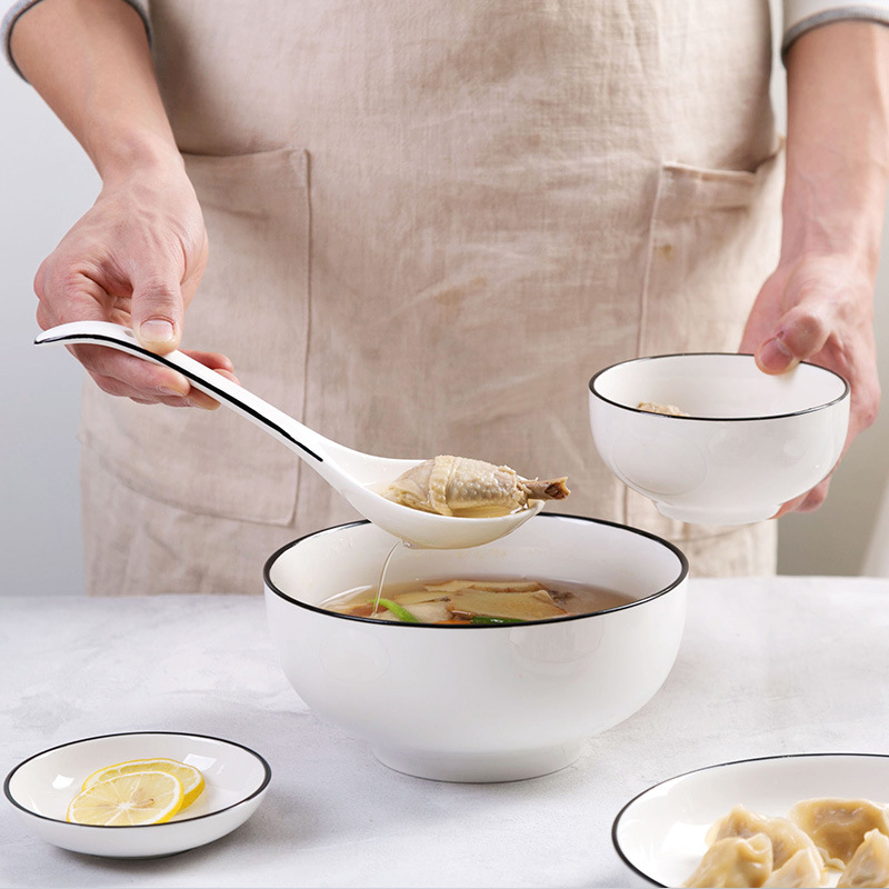 Nórdico simple traje de vajilla de cerámica hogar tazón plato tazón de fuente combinación tazón de sopa tazón de fuente plato de cerámica tazón de fideos tazón de inauguración
