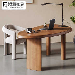 Quiet Style Full Solid Wood Special-Shaped Desk Modern Simple Office Desk Home Italian Style Minimalist Creative Mango Computer Desk