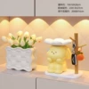 Speechless rabbit+light luxury wooden shelf+biscuits vase (send champagne color tulip)