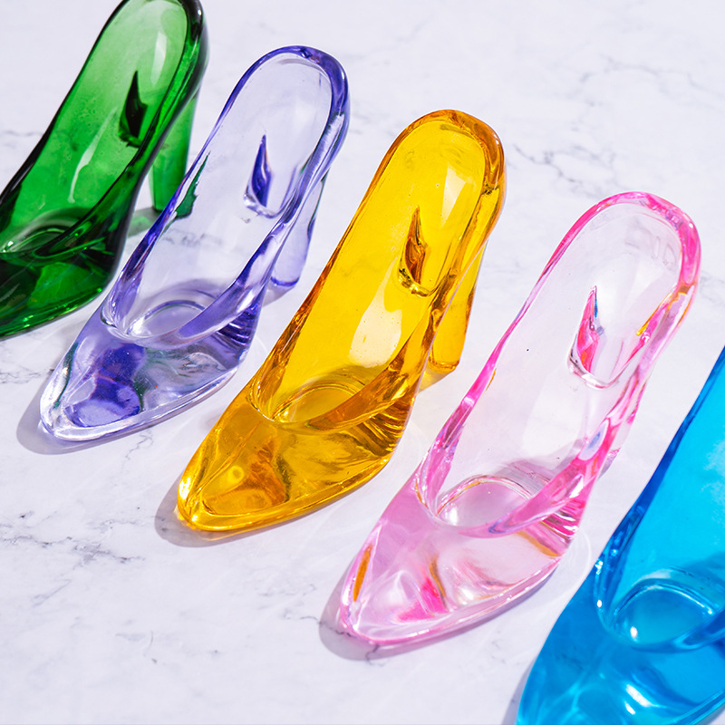 Luxury moderno transparente vidrio de cristal tacones altos adornos para el hogar romántico boda restaurante decoración suave ideas