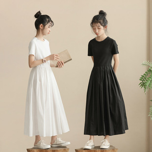 Hepburn Style Little Black Dress Big Girl's Long Waisted Short-sleeved Elegant Style Children's Dress Small dress high quality