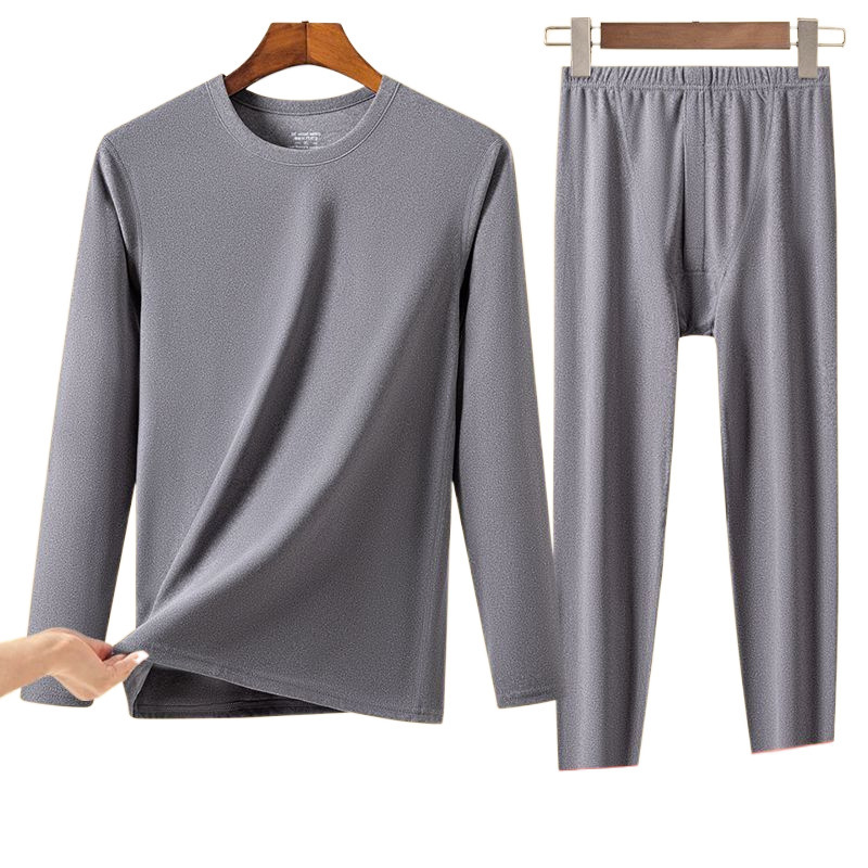 겨울 남자 열 속옷 세트 크루 넥 가을 옷과 바지 양면 벨벳 일정한 온도 난방 내복 방한베이스