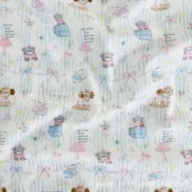 纯棉40支印花布数码印花卡通多巴胺格子布面料家居服女装童装箱包