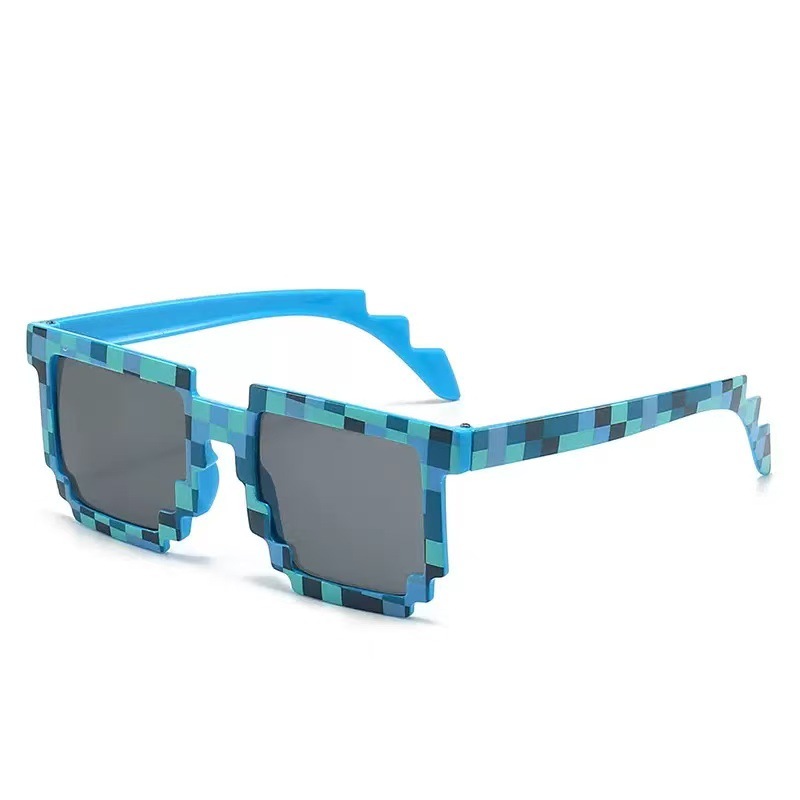 Mosaico gafas gafas de sol bidimensionales chatter personalidad gafas de sol de píxeles de fiesta reticular gafas de viento de píxeles rojos