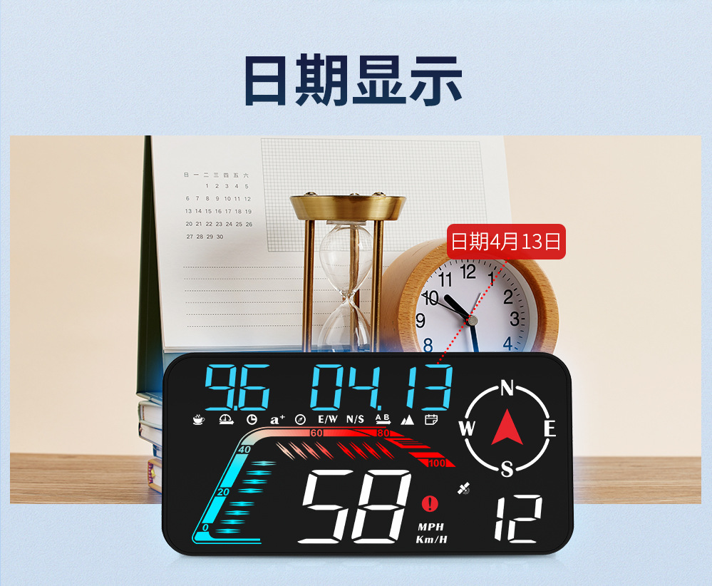 New G12 Car Universal Hud Head-Up Display Gps Speed Alarm Driving Speed Car Display