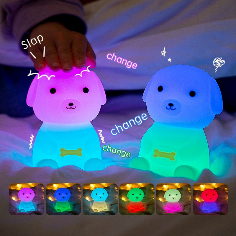 Кросс‑бордер новый Wangwang Dog силиконовая ночная подсветка LED свет USB зарядка разноцветная затемняющаяся узорная светлая ночь