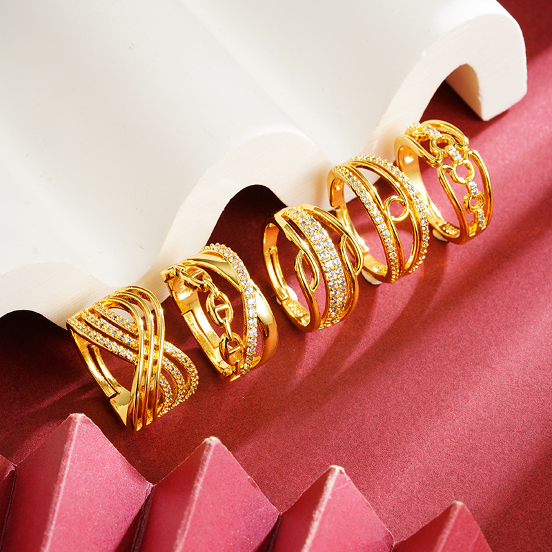 Anillo de mujer de oro de arena de Vietnam personalidad universal Europa y América simplificada viento transfronterizo fabricantes de joyería al por mayor