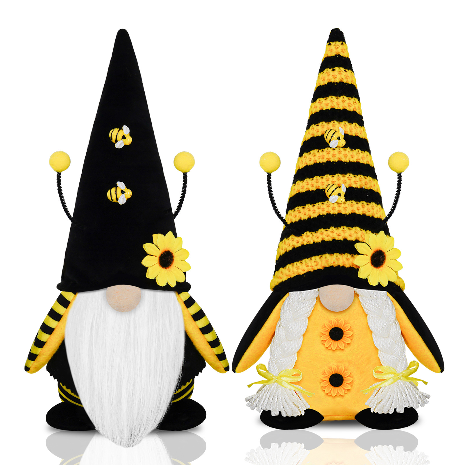 Festival de la abeja muñeca sin rostro Rudolf muñeca de punto abeja viejo Festival girasol muñeca Decoración