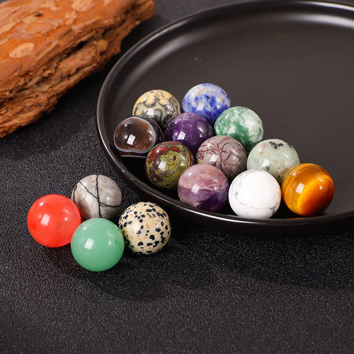 Cross-border 2cm non-porous ball natural pink quartz amethyst red agate diy jewelry accessories ball feng shui ornaments decoration