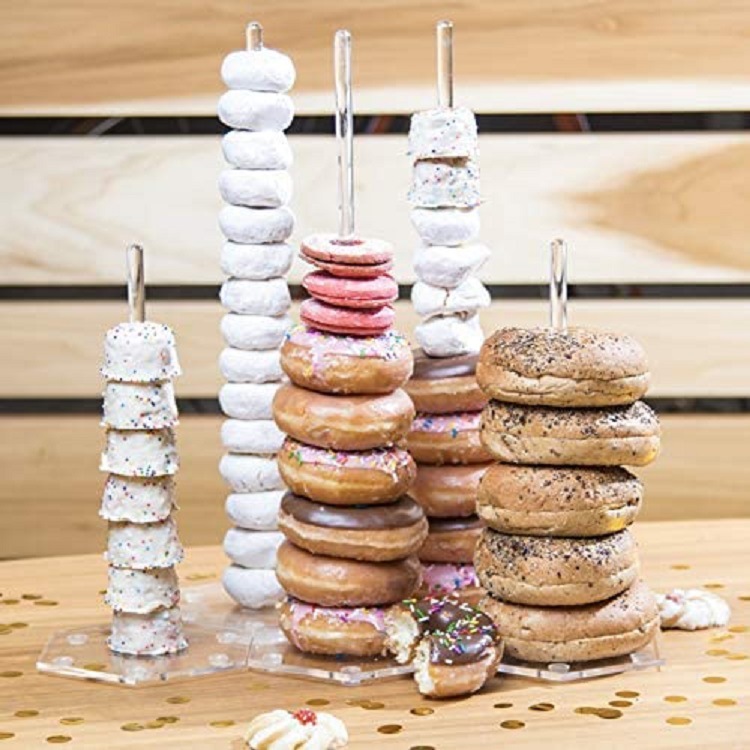 六边形亚克力5件套甜甜圈展示架生日聚会透明蛋糕烘焙架