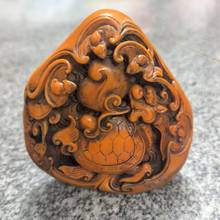 厂家直销仿寿山石福寿双全黄龙玉霸王貔貅雕刻山水手把件代发货源