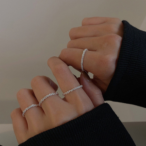 Open ring female niche design Gypsophila sparkling high-end  trendy pull-out ring ring