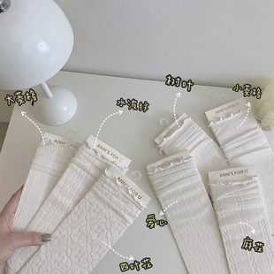 Black and White Lace Socks Spring and Summer Thin Japanese JK Socks Women's Mid-length Socks Pure Cotton Stacks Japanese Stocking Lolita