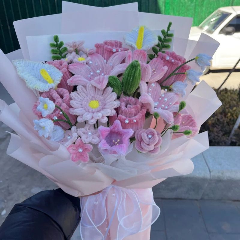 520情人节加密扭扭棒郁金香手工diy材料包自制送女友闺蜜玫瑰花束|undefined