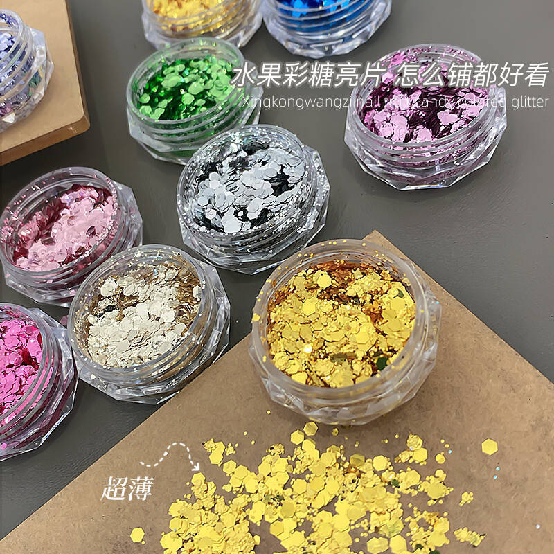 Nail art pop glitter sequins fruit hard candy color 2025 new toe nail white patch nail decoration