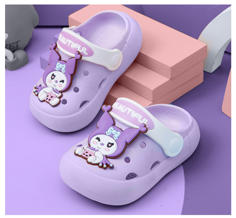 Zapatillas para niños verano 2024 nuevos niños y niñas de dibujos animados lindos pisando mierda, niños pequeños, medianos y grandes zapatos con agujeros de playa Baotou