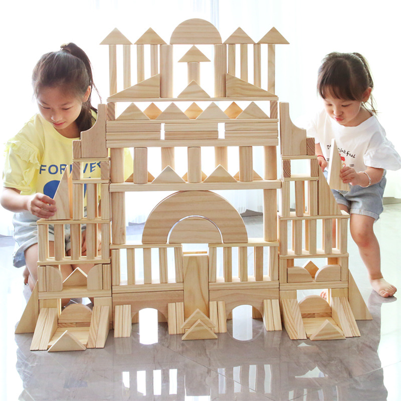 Kindergarten Construction Area Log Color Solid Solid Wood Large Large Oversized Building Blocks Assembled to Build Preschool Education Toys