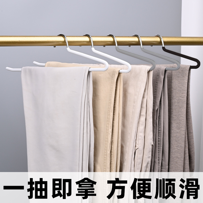 Percha de pantalones en forma de ganso sin marcas engrosadas 5.0 cuello corto ahorrar espacio de almacenamiento acabado colgar percha de pantalones de inmersión plástica