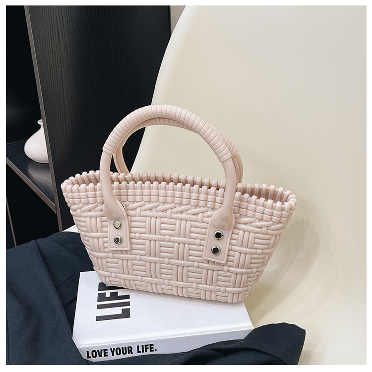 2025 New trendy and versatile crossbody mini vegetable basket jelly bag, fashionable hand-held woven bag, mini tote women's bag undefined
