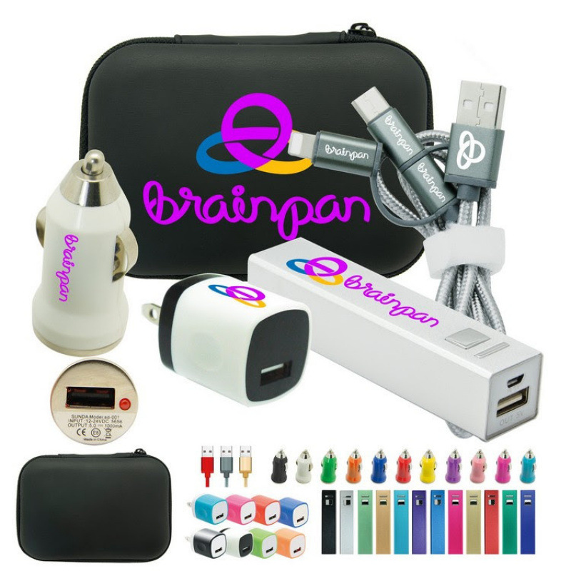 跨境礼品充电器移动电源车载充电手机充电线套装