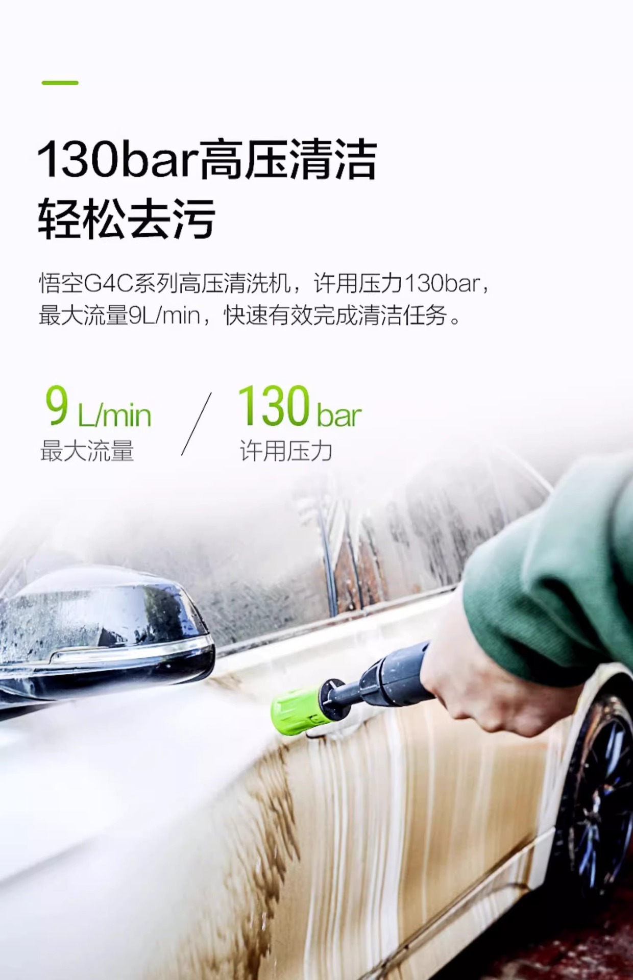 Greenfield High-Pressure Car Washer for Home Use 220V Water Pump Cleaning Machine Water Gun High-Power Car Washing Foam