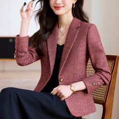 羊毛西装外套女秋冬2025新款高级感小个子短款女士小香风修身西服