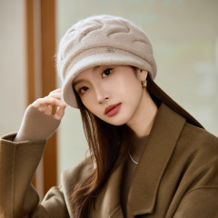 冬天帽子女款加厚保暖妈妈帽纯色百搭针织帽中老年奶奶休闲毛线帽