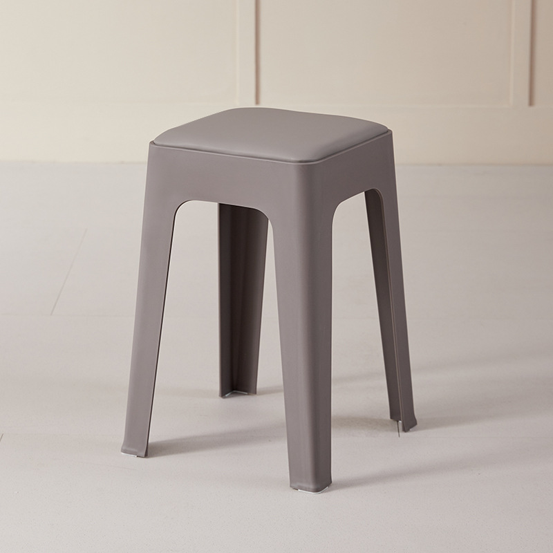 Taburetes cuadrados simples, taburetes casuales, sala de estar, comedor, paquetes blandos, taburetes altos apilables, cómodos taburetes de plástico para sentarse