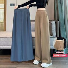 休闲裤女2025夏季新款韩版高腰垂感阔腿裤休闲窄版直筒女九分裤子