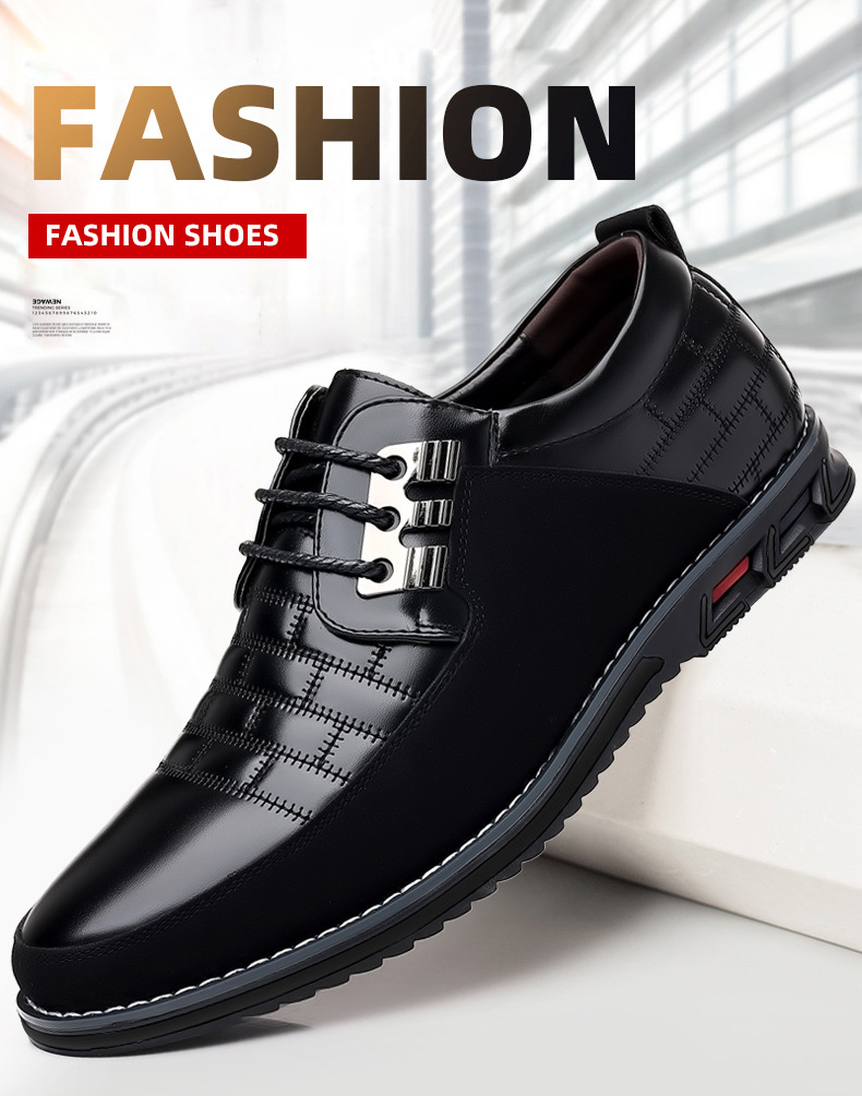 Men's round head men's casual shoes front lace-up casual shoes flat casual men's shoes_vogvips.com