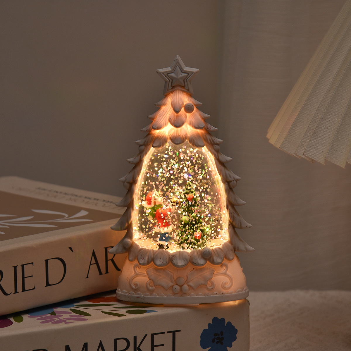 Navidad luz de vela electrónica árbol de Navidad agua vela decoración tienda escena ambiente decoración accesorios