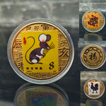 厂家直供十二生肖纪念币 会销保险评点邮票彩色12生肖纪念章 定制