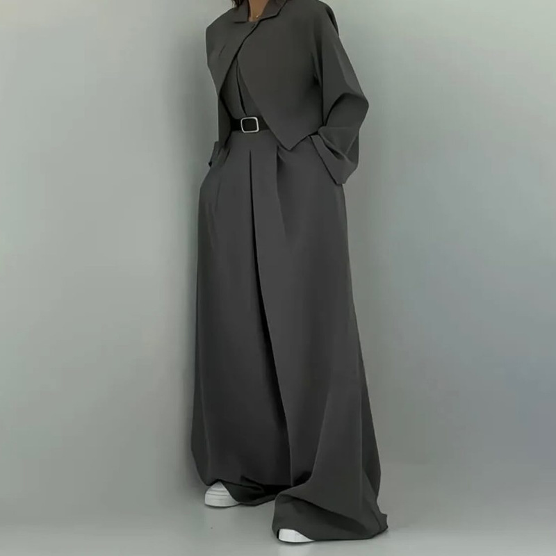 欧美亚马逊跨境外贸2025新款女装高腰连体裤长袖短款西服气质套装|undefined