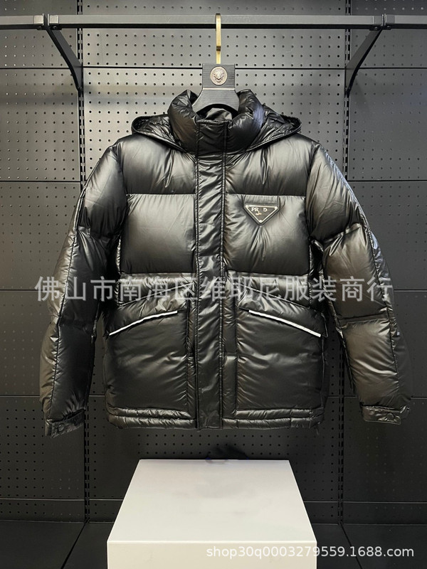 高版本 P家25s新款胸前三角标铁牌白鹅绒工装机能休闲羽绒服外套|undefined